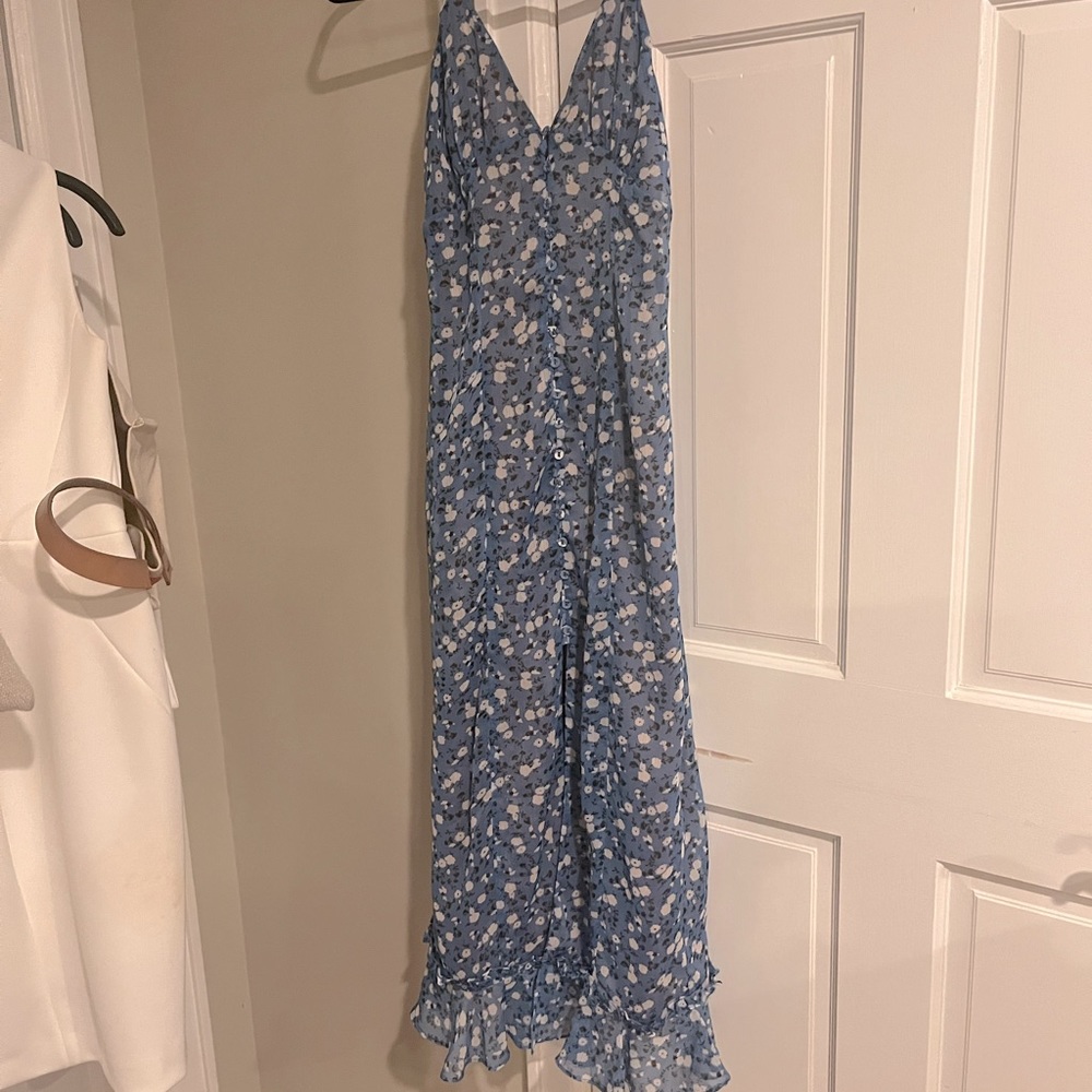 Majorelle Brand XS Blue and White Quincy Midi dress